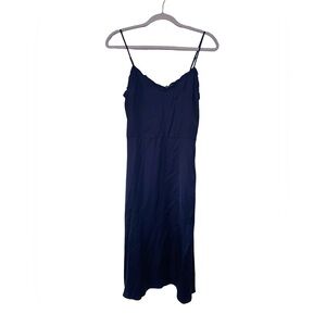 Aritzia | Wilfred satin navy only slip midi dress size 0